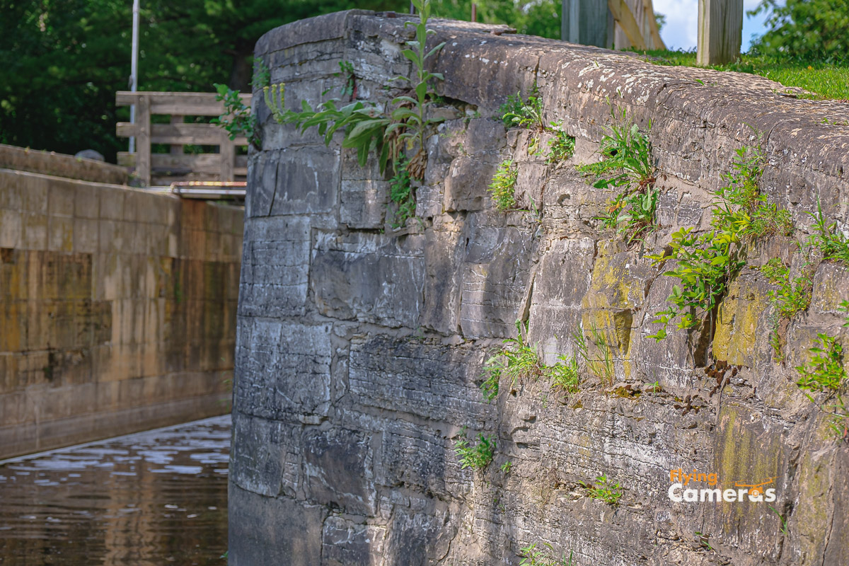 Stone wall of I&M canal lock