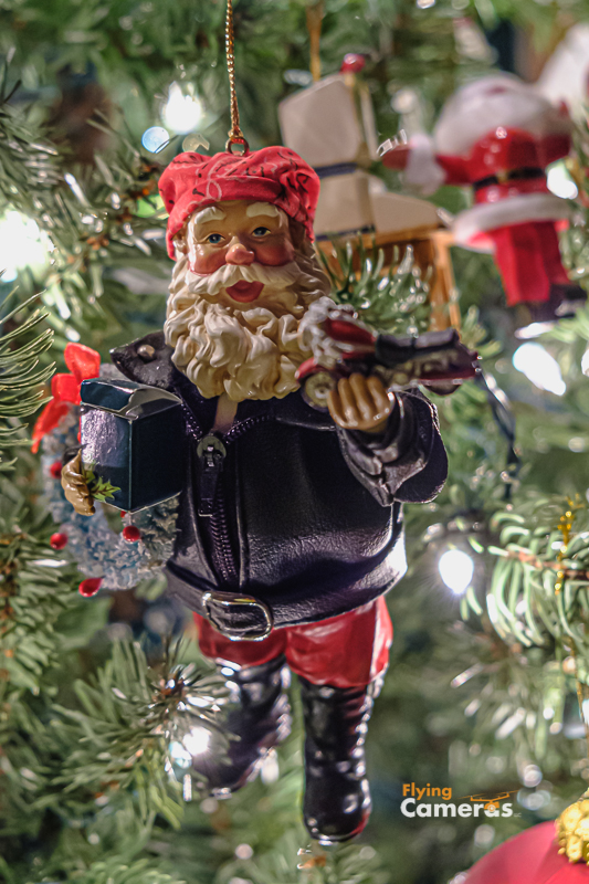 Motorcycle santa claus Christmas ornament with leather jacket and boots